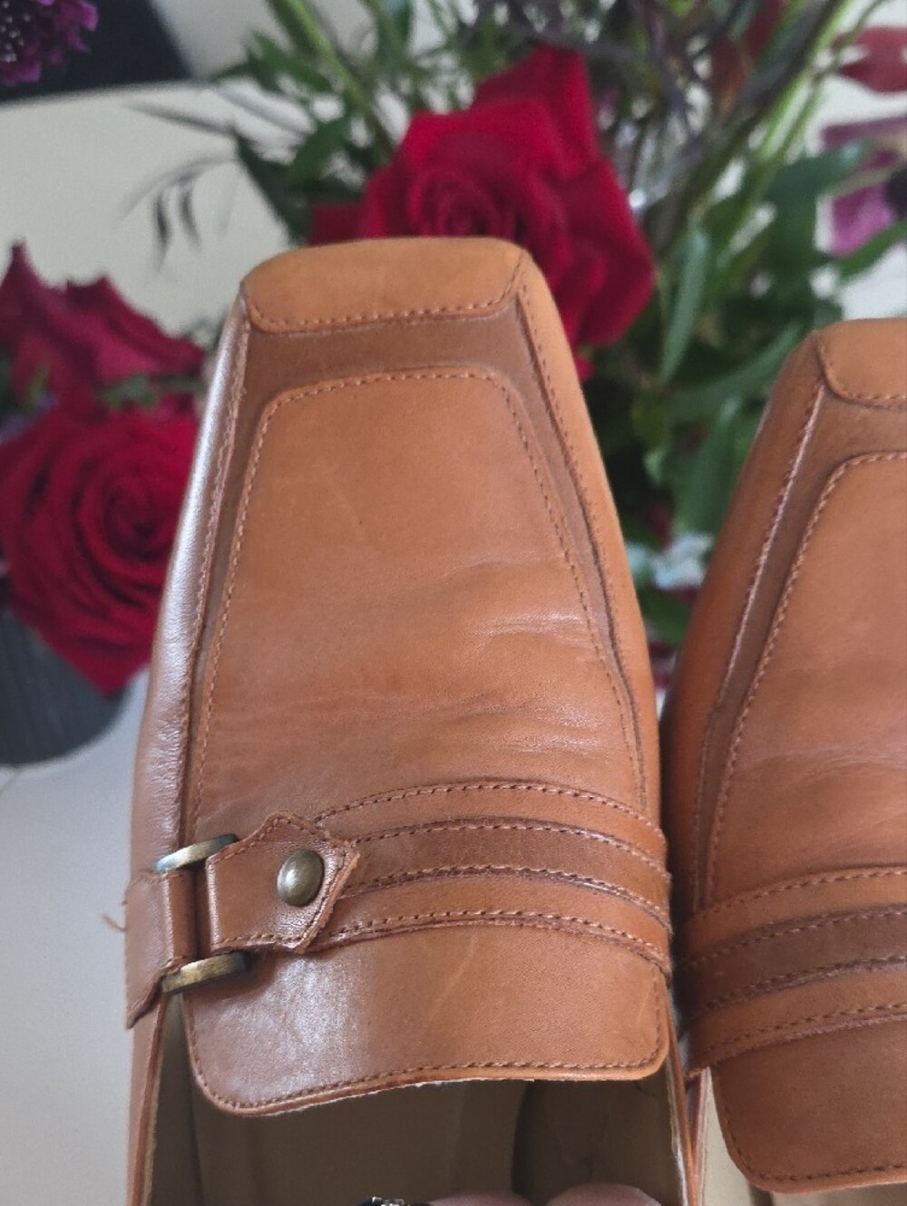 5/25$ Classic Leather Mid-Heel Loafers in Tan - Picture 5 of 12